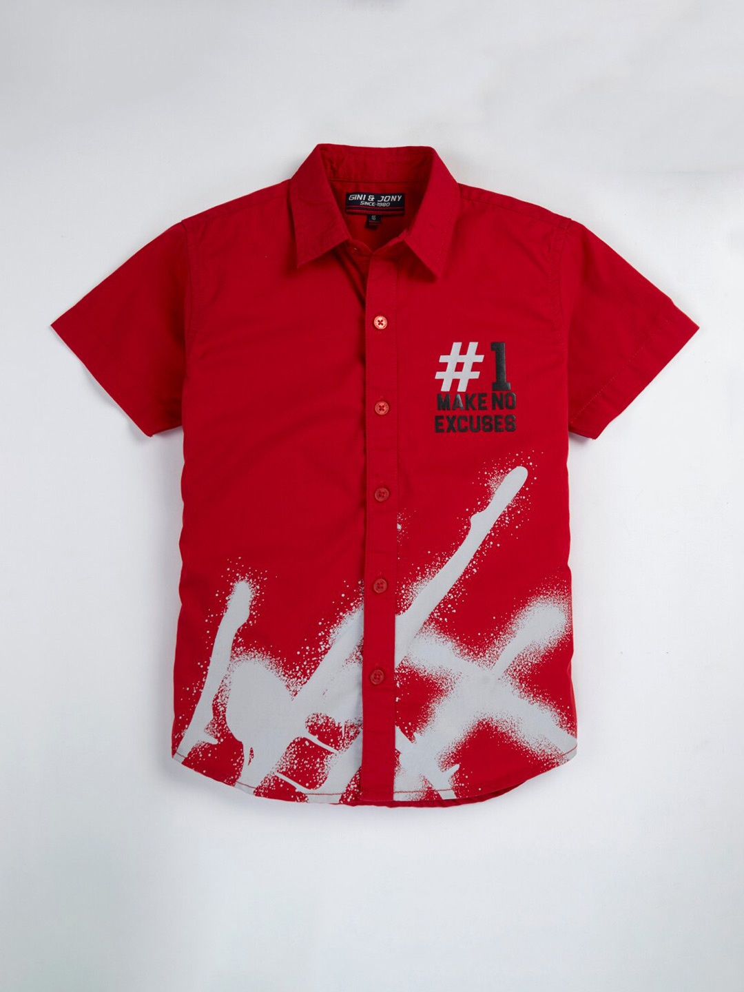 

Gini and Jony Infants Boys Abstract Printed Cotton Casual Shirt, Red