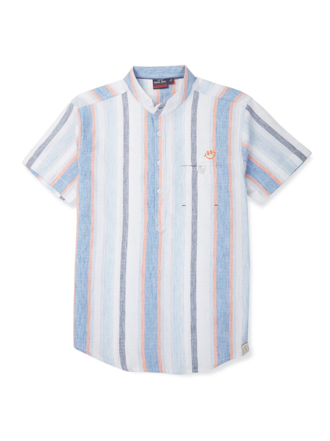 

Gini and Jony Infant Boys Vertical Striped Cotton Casual Shirt, White
