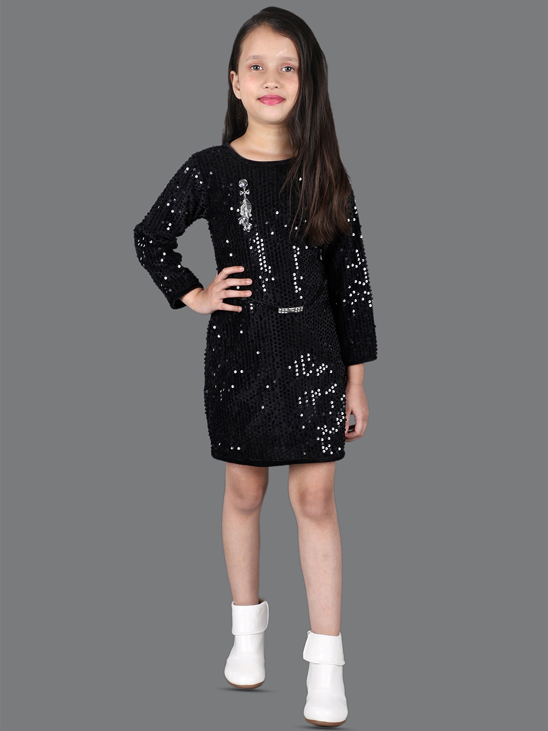 

BAESD Girls Embellished Sequined Sheath Dress, Black