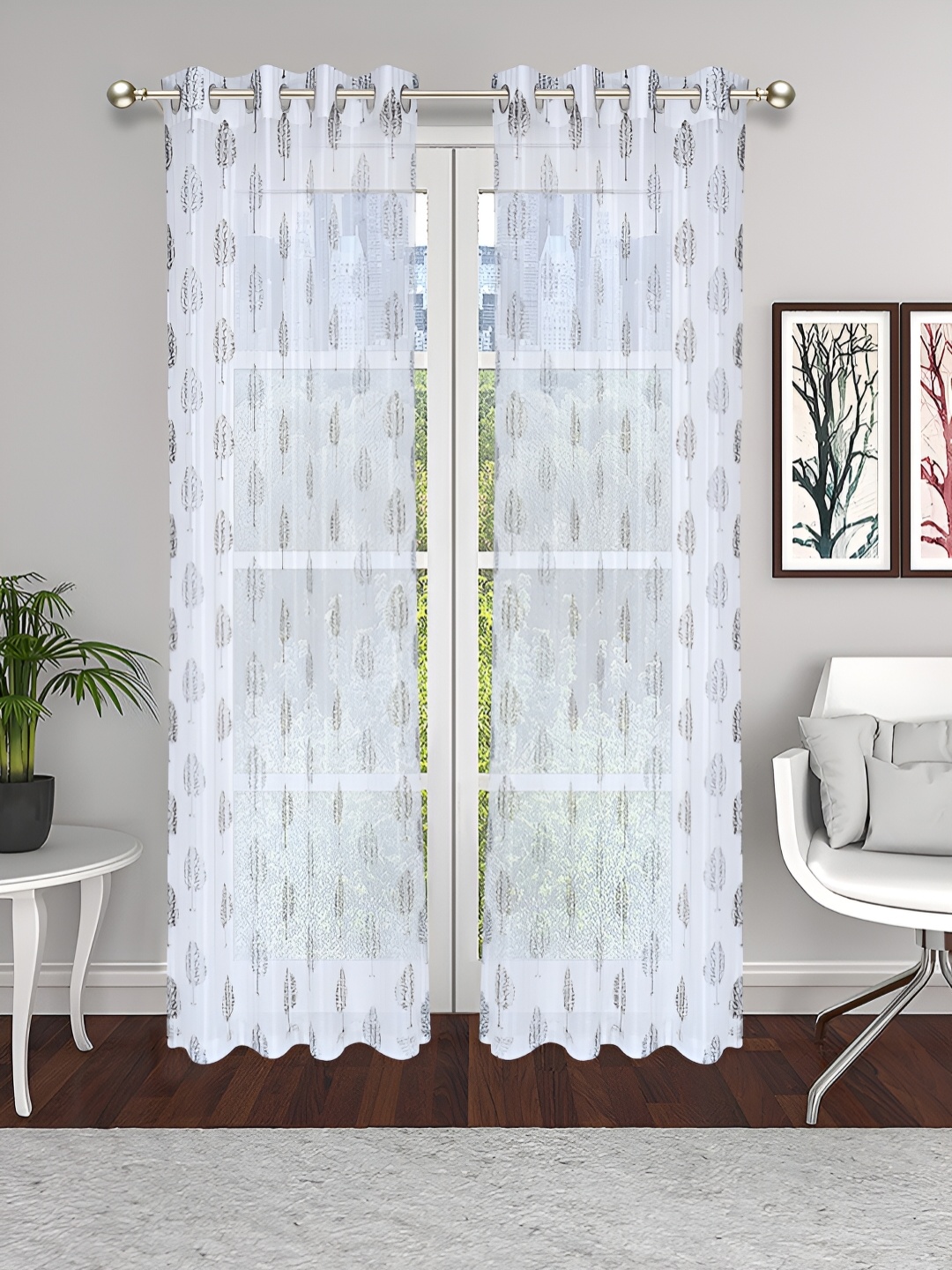 

THE CONVERSION Coffee Brown Eyelet 2 Pieces Long Door curtain