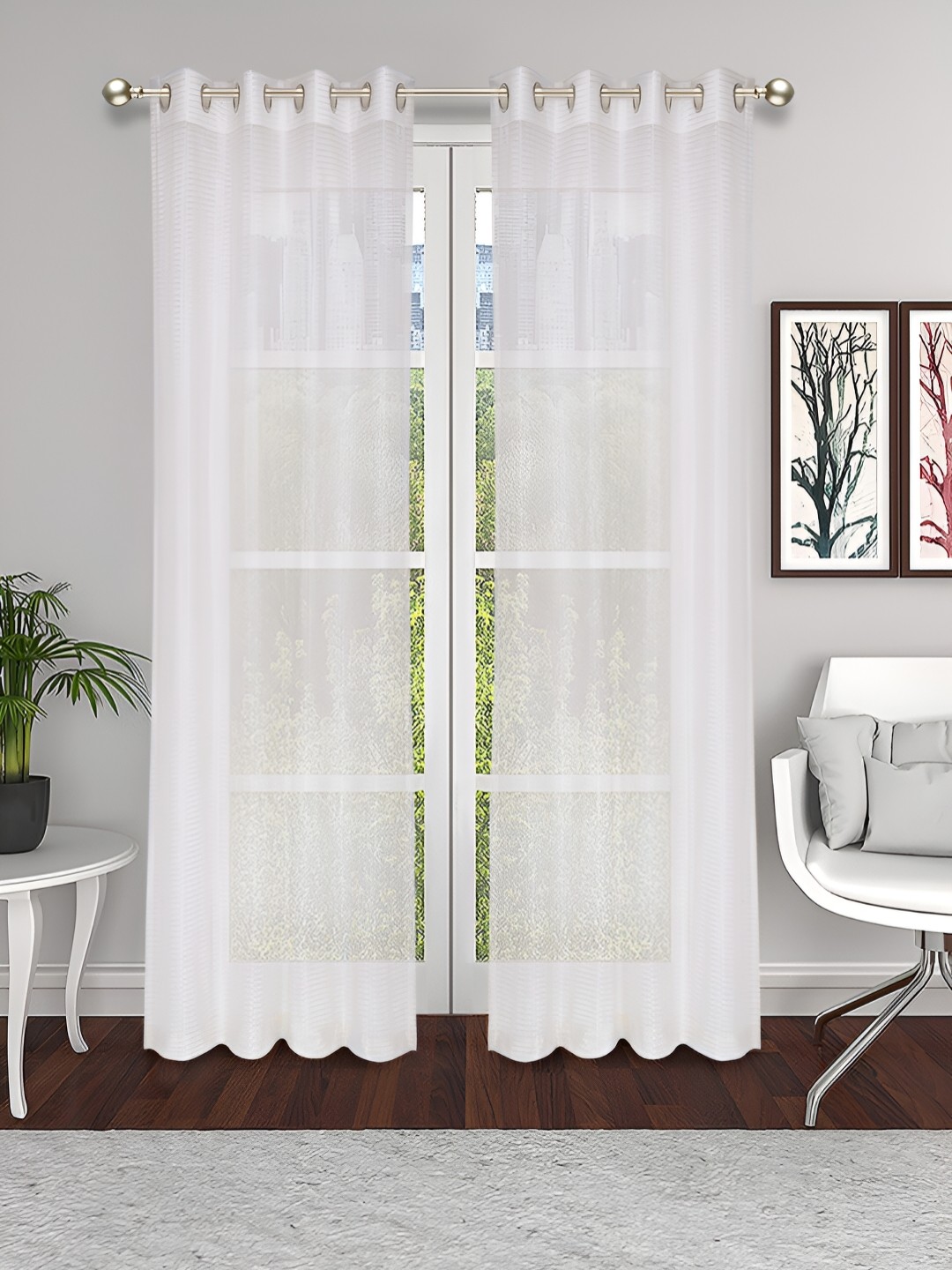 

THE CONVERSION White 2 Pieces Sheer Tissue Long Door Curtains