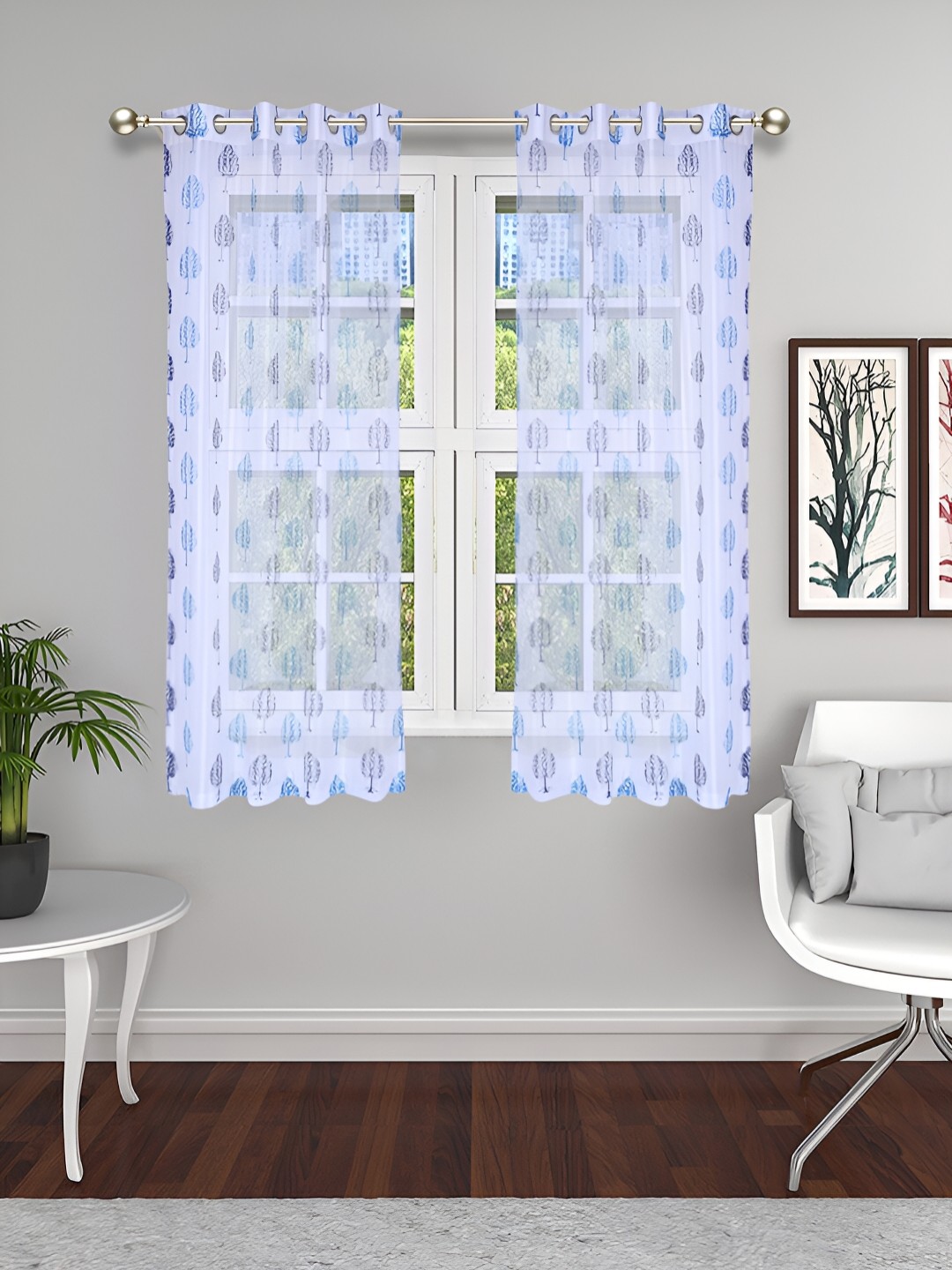 

THE CONVERSION Blue Tissue fabric 2 Pieces Sheer Window Curtain
