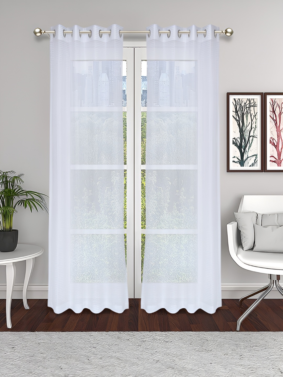 

THE CONVERSION White 2 Pieces Sheer Long Door Curtain