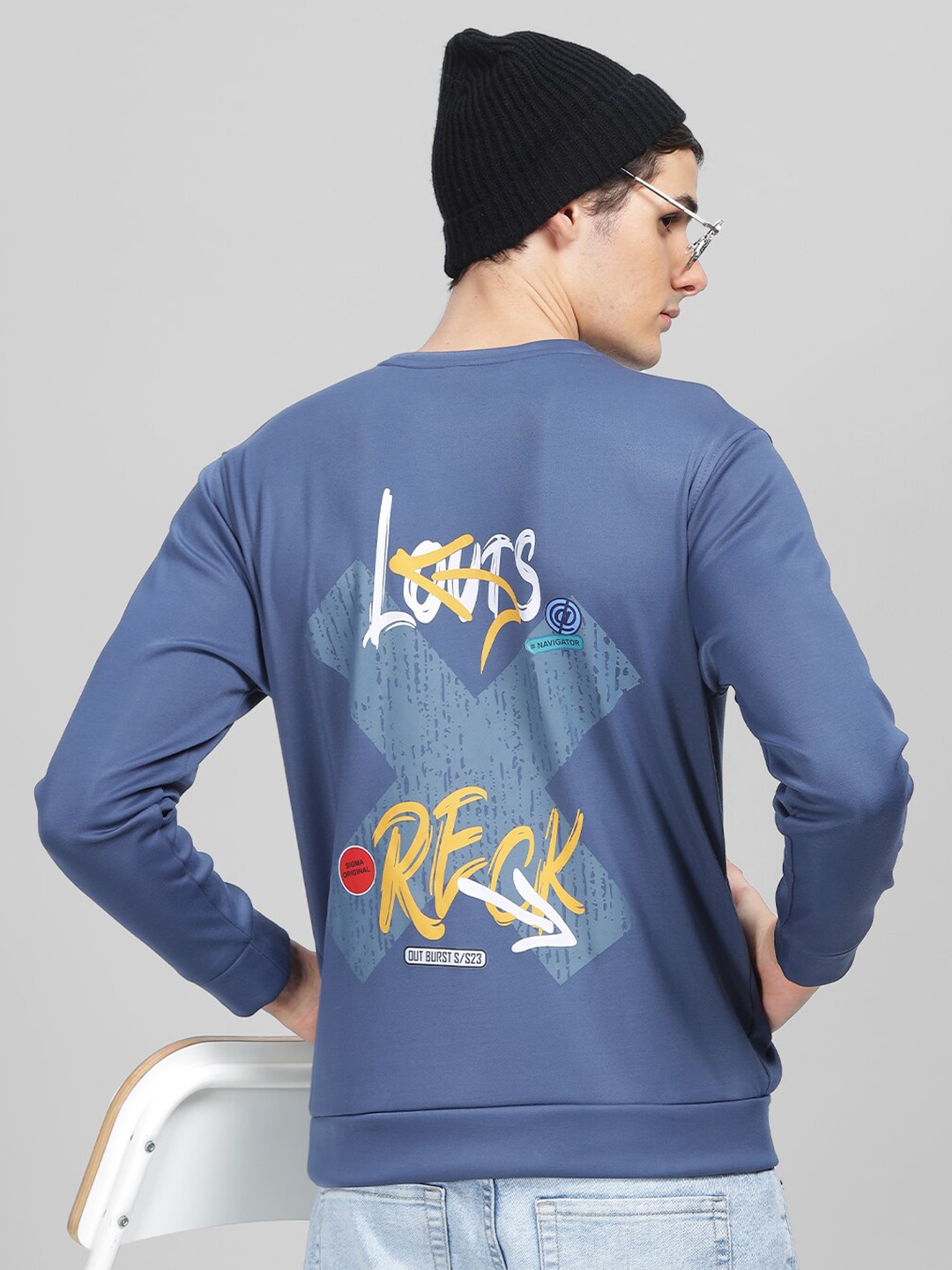 

Parcel Yard Typography Printed Fleece Pullover Sweatshirt, Blue