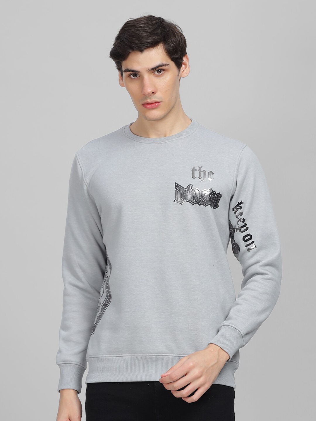 

Parcel Yard Typography Printed Fleece Cotton Pullover Sweatshirt, Grey