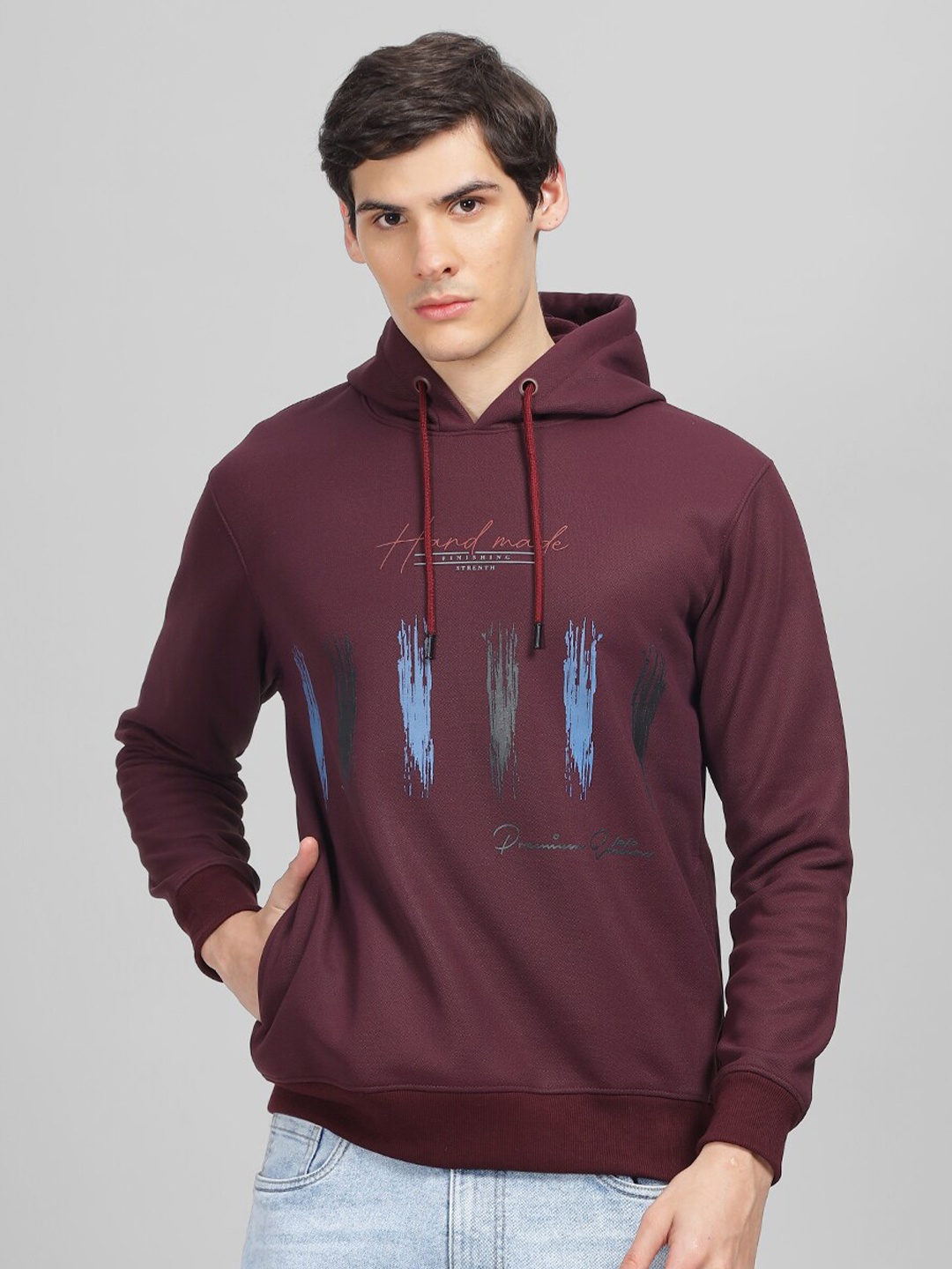 

Parcel Yard Graphic Printed Hooded Pullover Sweatshirt, Burgundy