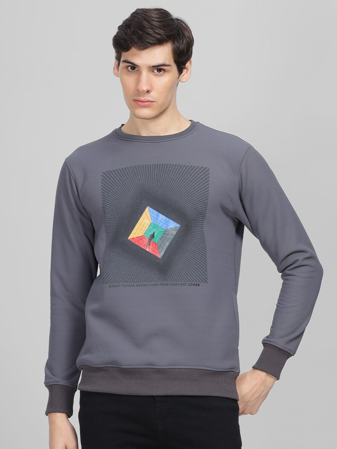 

Parcel Yard Graphic Printed Pullover Sweatshirt, Grey