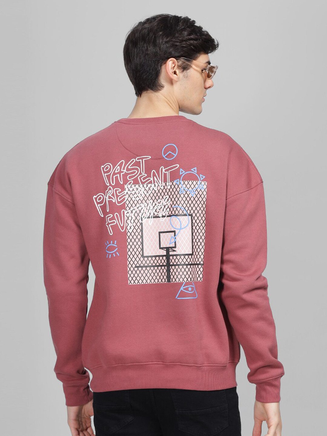 

Parcel Yard Typography Printed Fleece Pullover Sweatshirt, Mauve