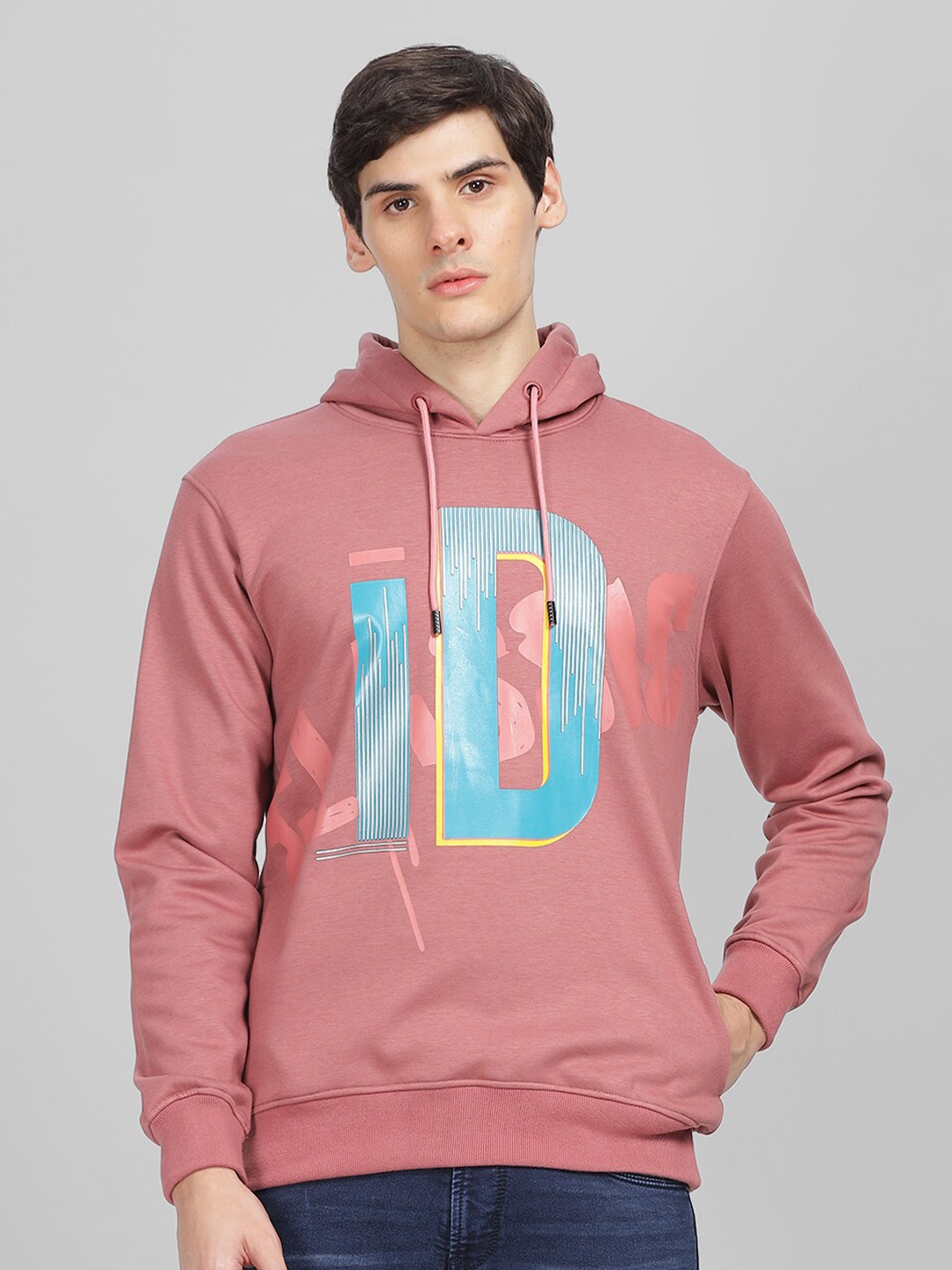 

Parcel Yard Typography Printed Fleece Hooded Pullover Sweatshirt, Peach