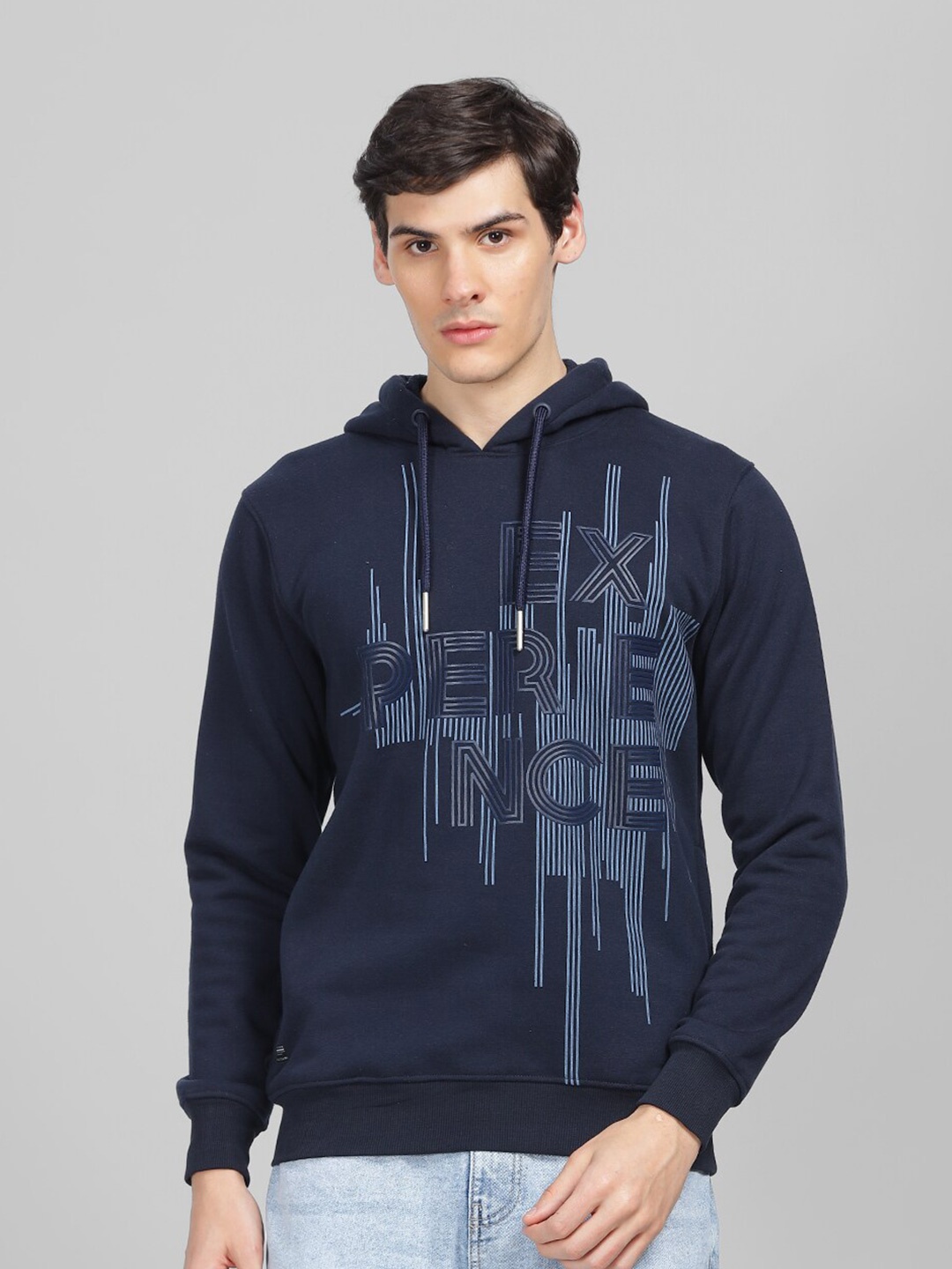 

Parcel Yard Typography Printed Hooded Fleece Pullover Sweatshirt, Navy blue