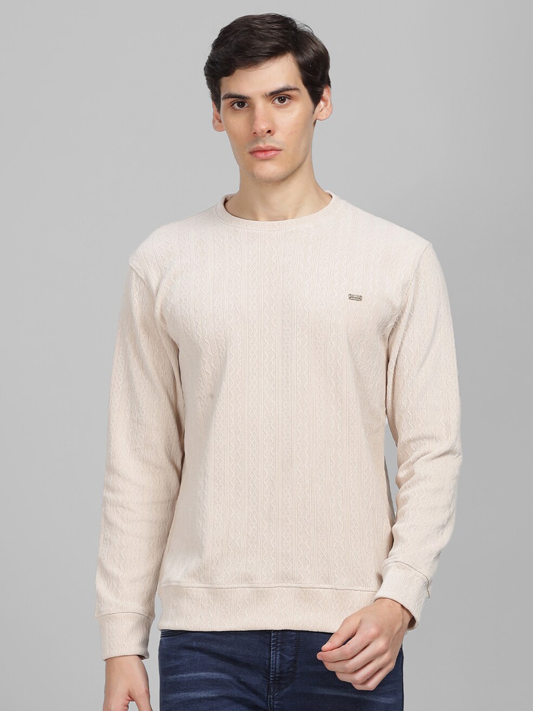 

Parcel Yard Self Design Cotton Pullover Sweatshirt, Cream