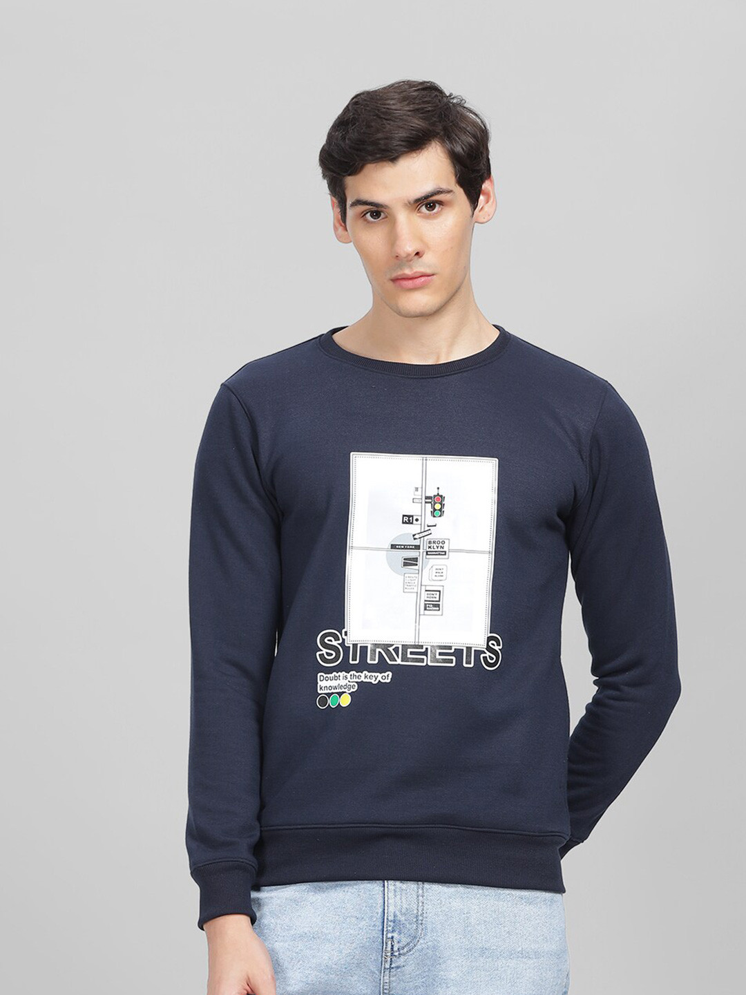 

Parcel Yard Graphic Printed Pullover Sweatshirt, Navy blue