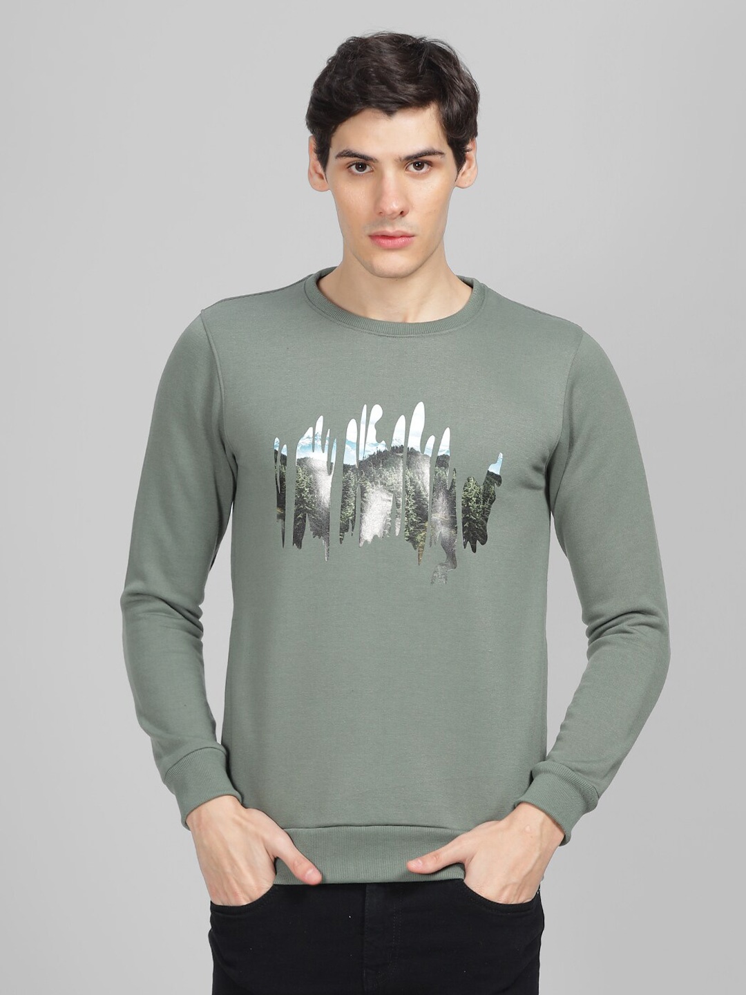 

Parcel Yard Abstract Printed Pullover Sweatshirt, Olive
