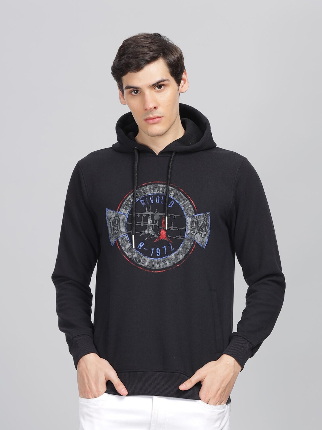 

Parcel Yard Graphic Printed Hooded Pullover Sweatshirt, Black