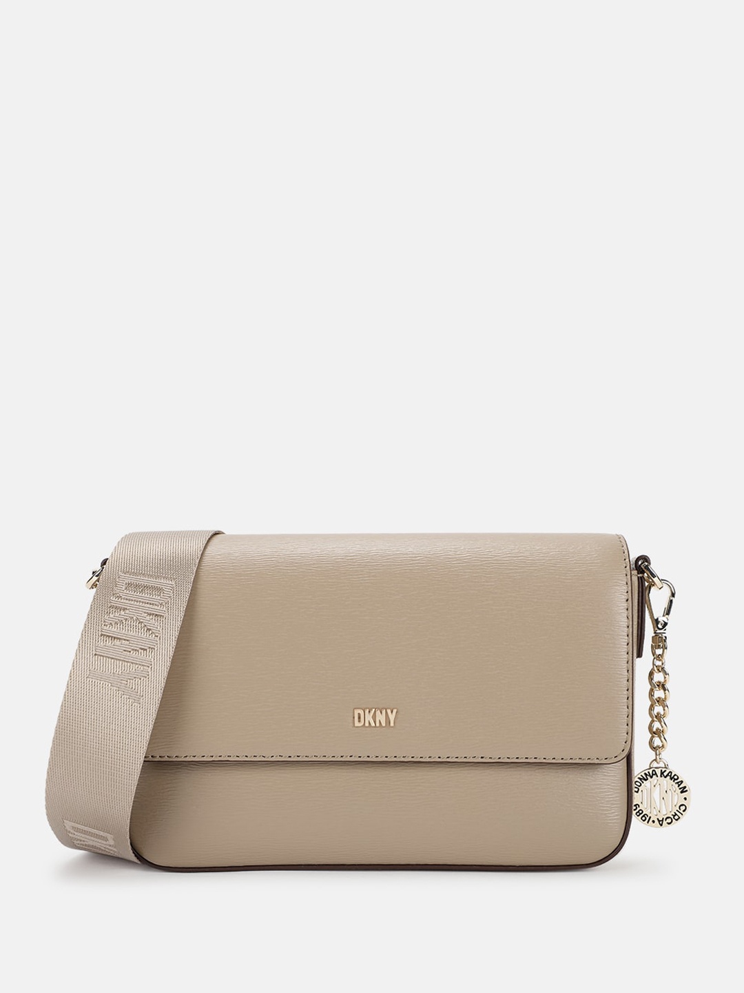 

DKNY Structured Leather Sling Bag, Beige