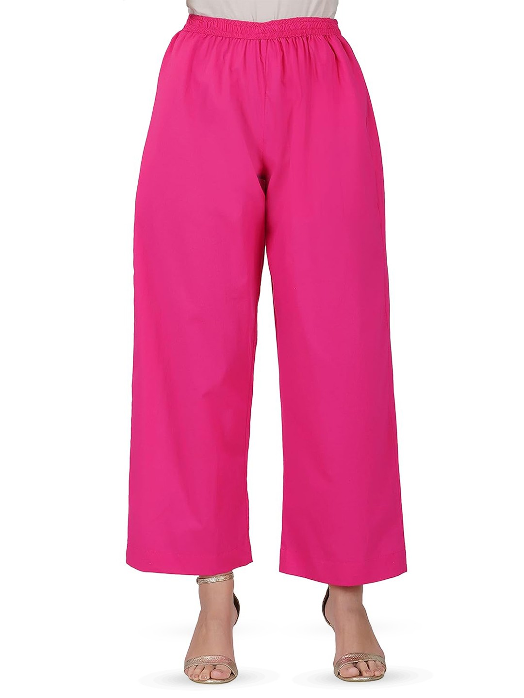 

CHANDERKASH Wide Leg Pure Cotton Ethnic Palazzos, Pink