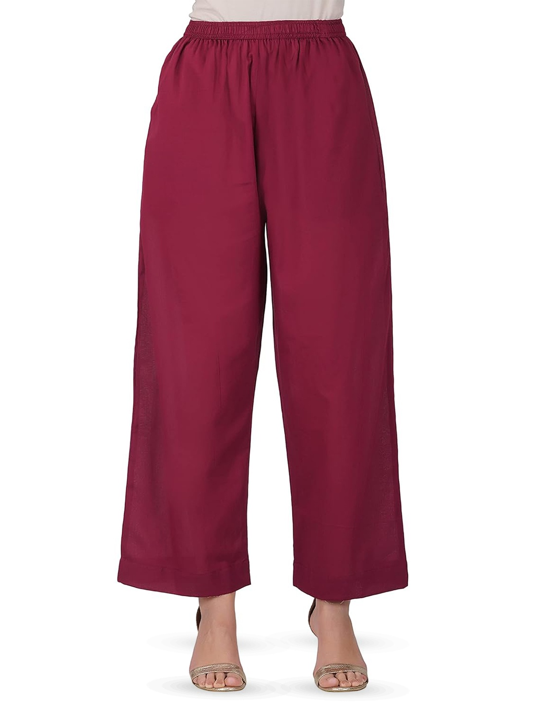 

Chanderkash Wide Leg Rayon Plazzo with String, Maroon