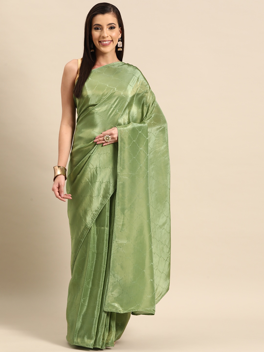 

Simaaya Woven Design Tissue Maheshwari Saree, Green