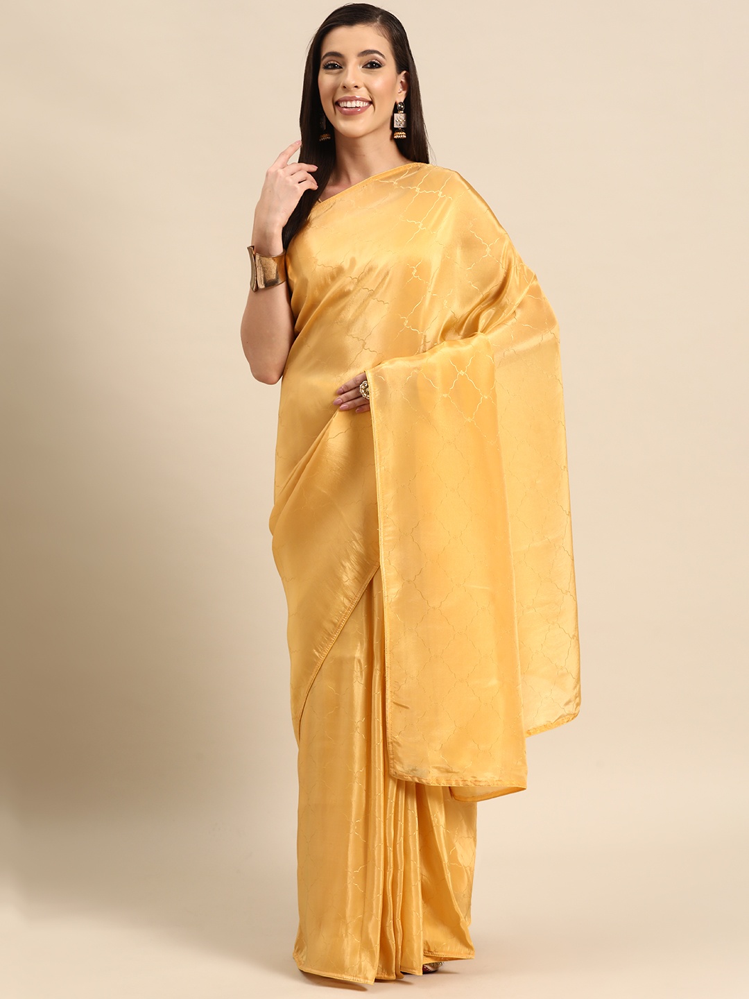 

Simaaya Woven Design Tissue Maheshwari Saree, Yellow