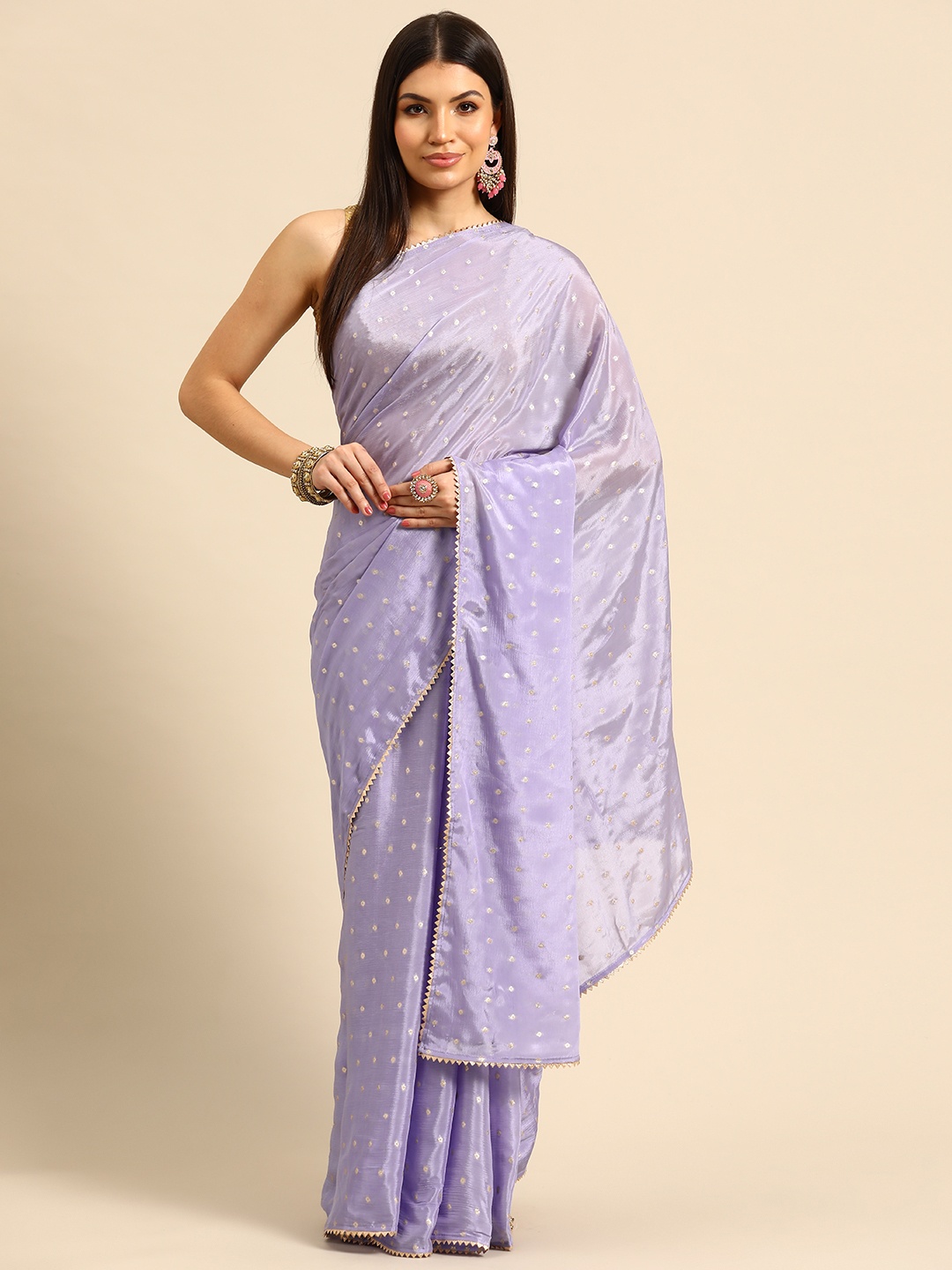

Simaaya Woven Design Gotta Patti Maheshwari Saree, Purple