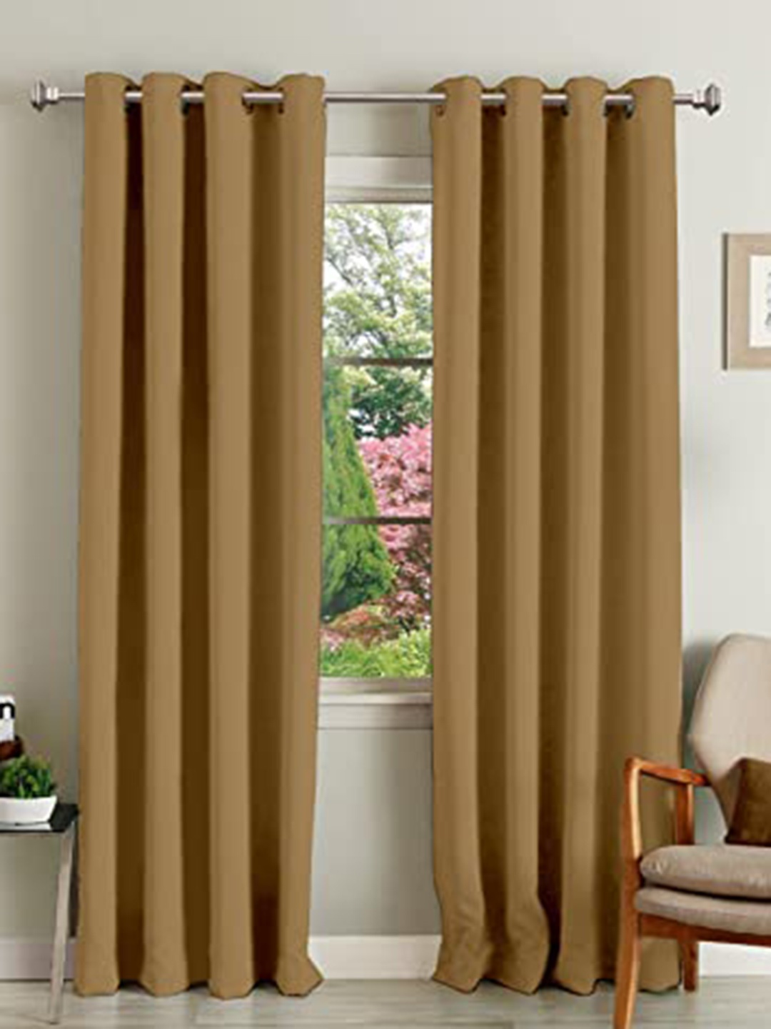 

Lushomes Beige Black Out Door Curtain