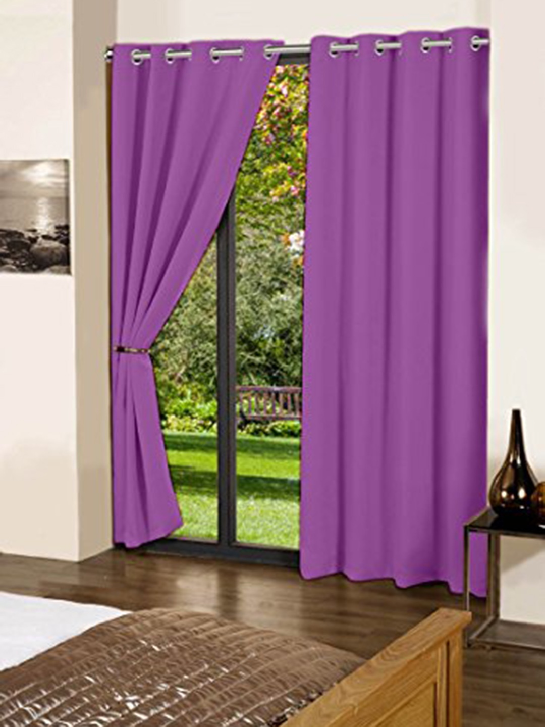 

Lushomes Purple Pure Cotton Black Out Door Curtain