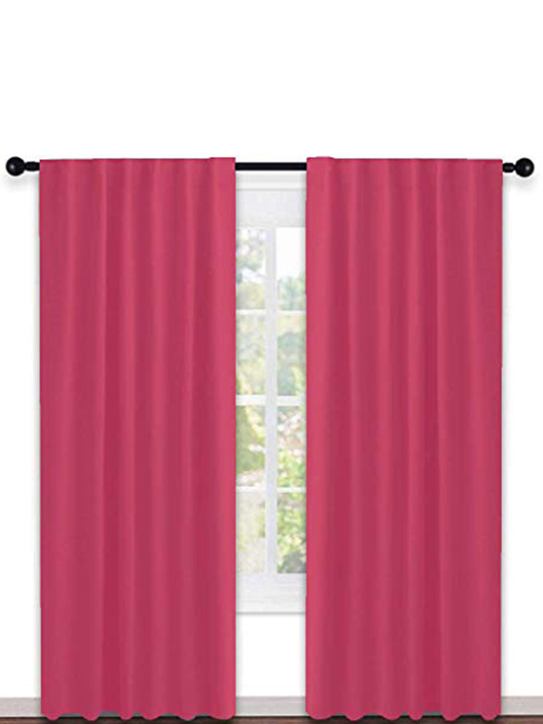 

Lushomes 2 Pcs Pink Cotton Black Out Door Curtain