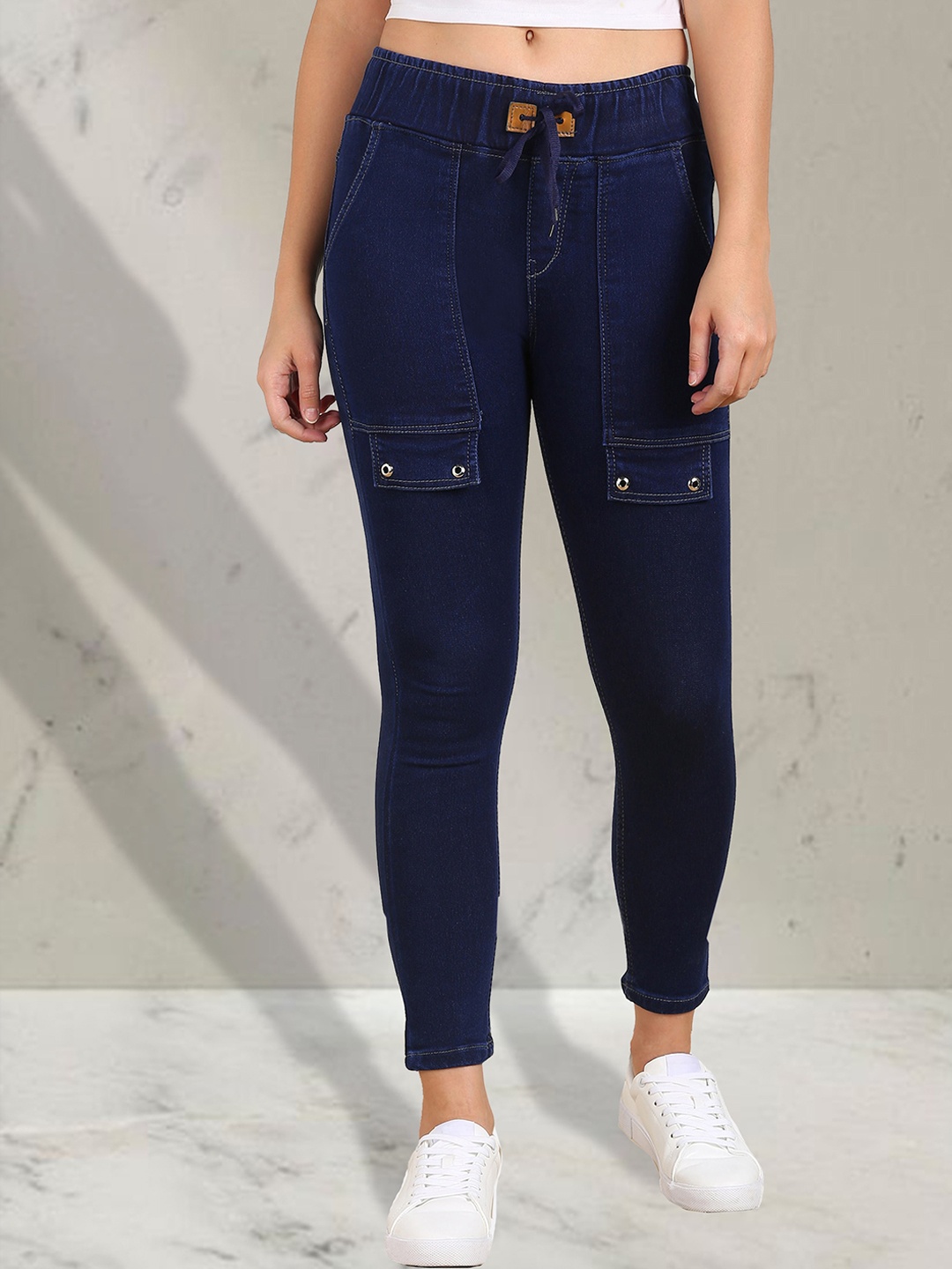 

A-Okay Girls Slim Fit High-Rise Mid-Rise Stretchable Jeans, Navy blue
