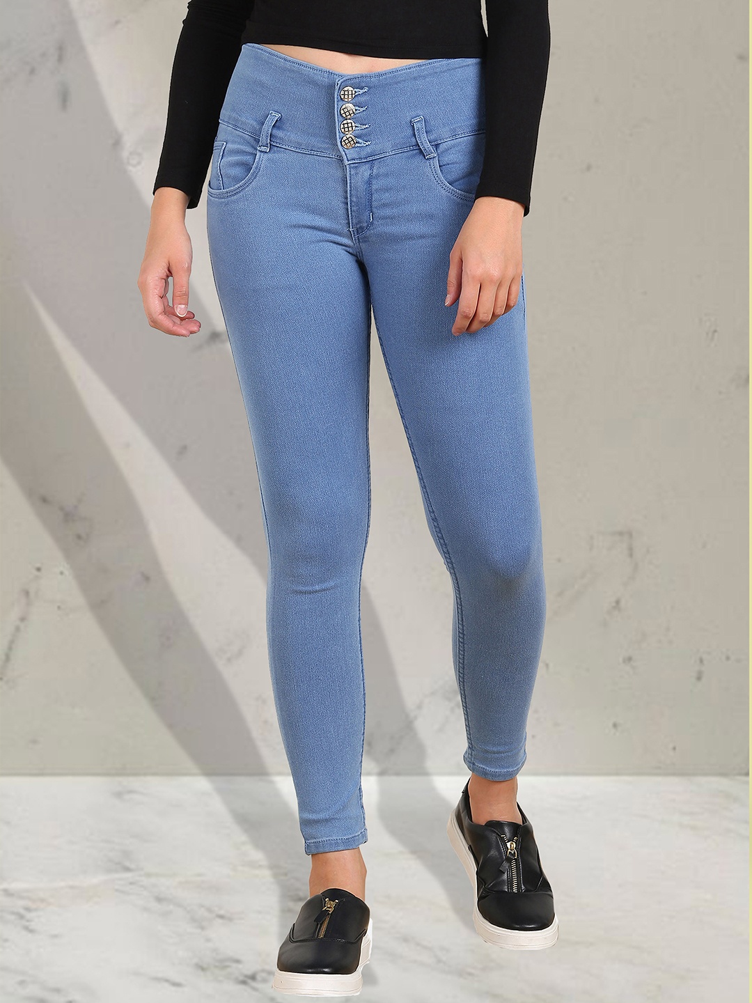 

A-Okay Girls Slim Fit High-Rise Medium Shade Clean Look Stretchable Jeans, Blue