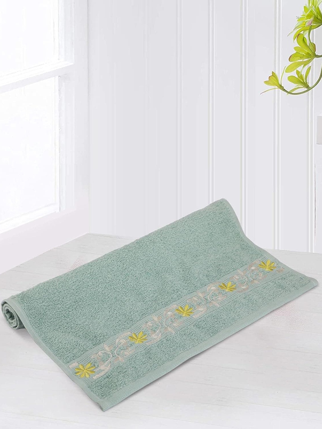 

LUSH & BEYOND Teal 500 GSM Cotton Embroidery Reversible Hand Towel