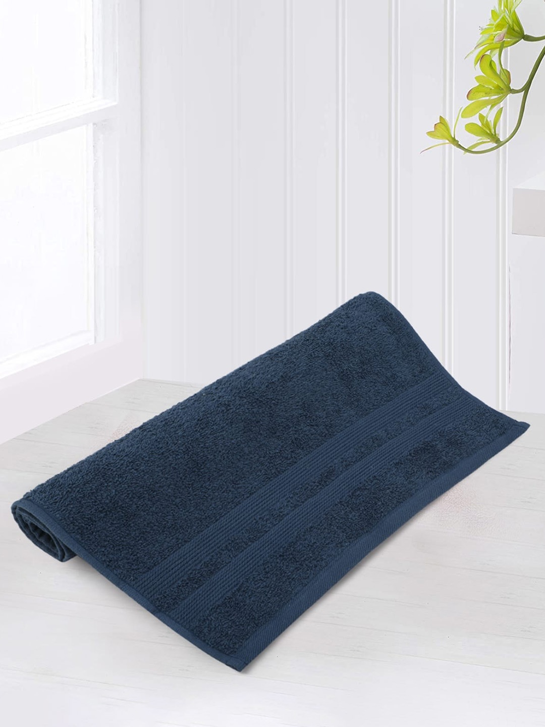 

LUSH & BEYOND Navy Blue Self-designed 500 GSM Cotton Hand Towel