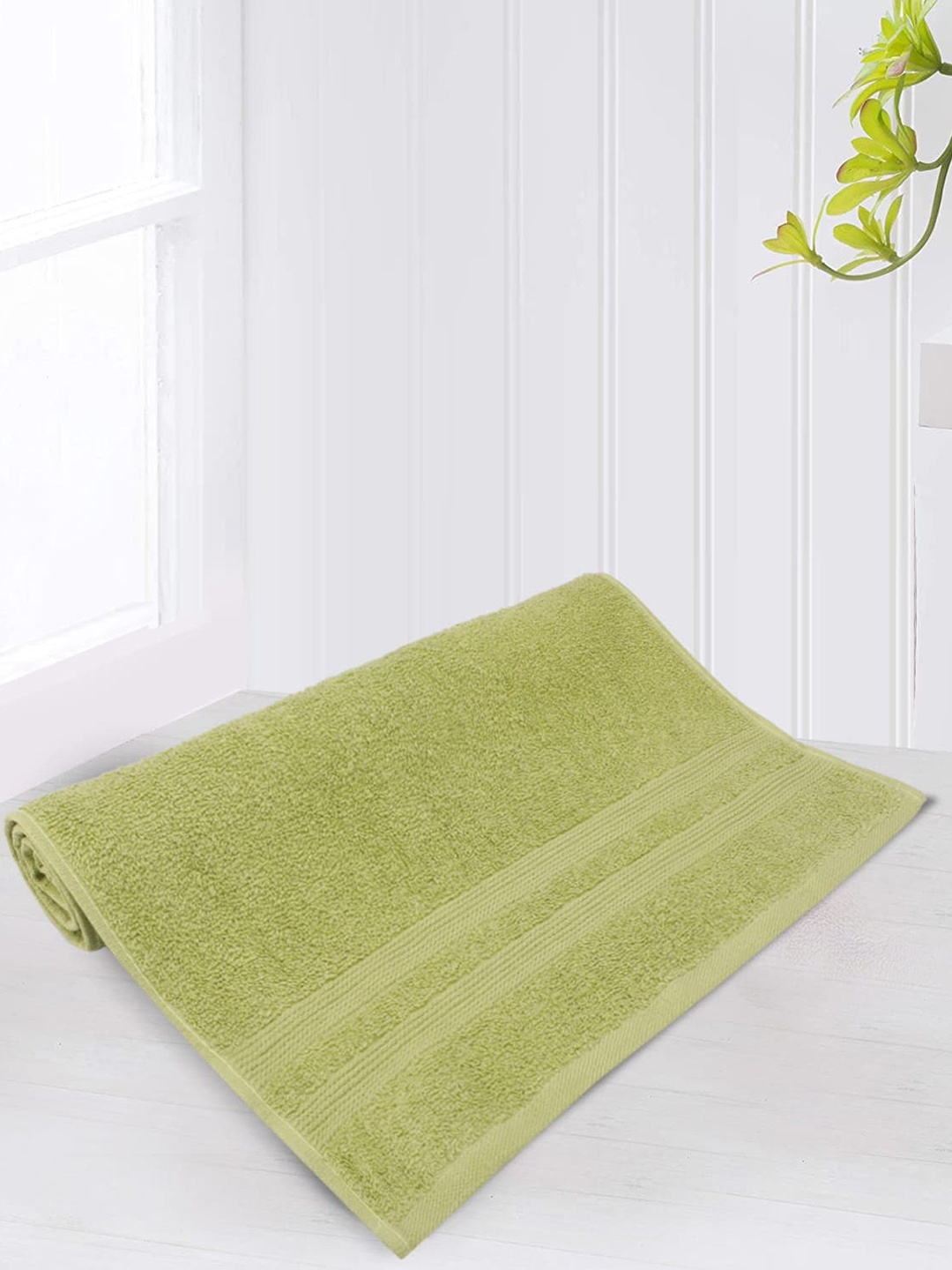 

LUSH & BEYOND Lime Green Self-designed 500 GSM Cotton Hand Towel