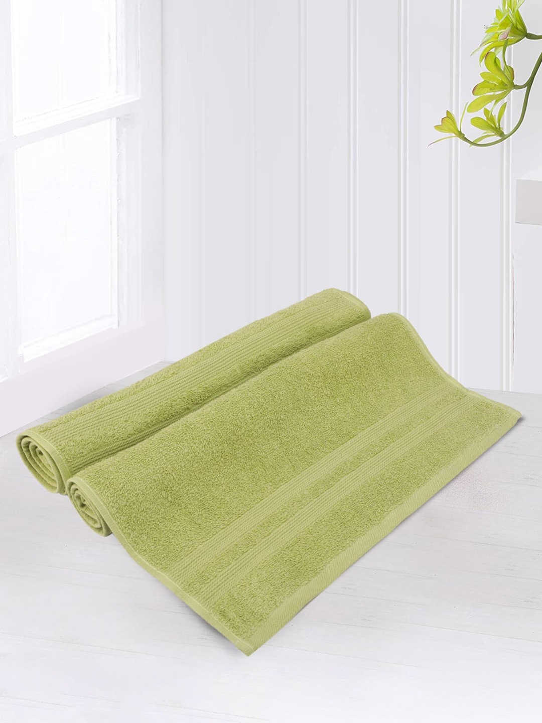 

LUSH & BEYOND Lime Green 2Pcs Self-designed 500 GSM Pure Cotton Hand Towels