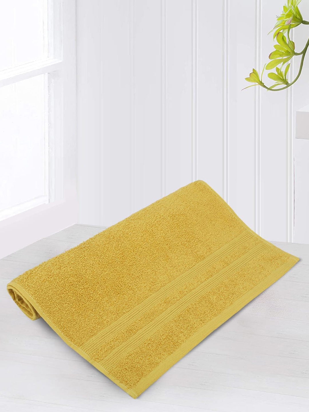 

LUSH & BEYOND Mustard Yellow Self-designed 500 GSM Pure Cotton Hand Towel