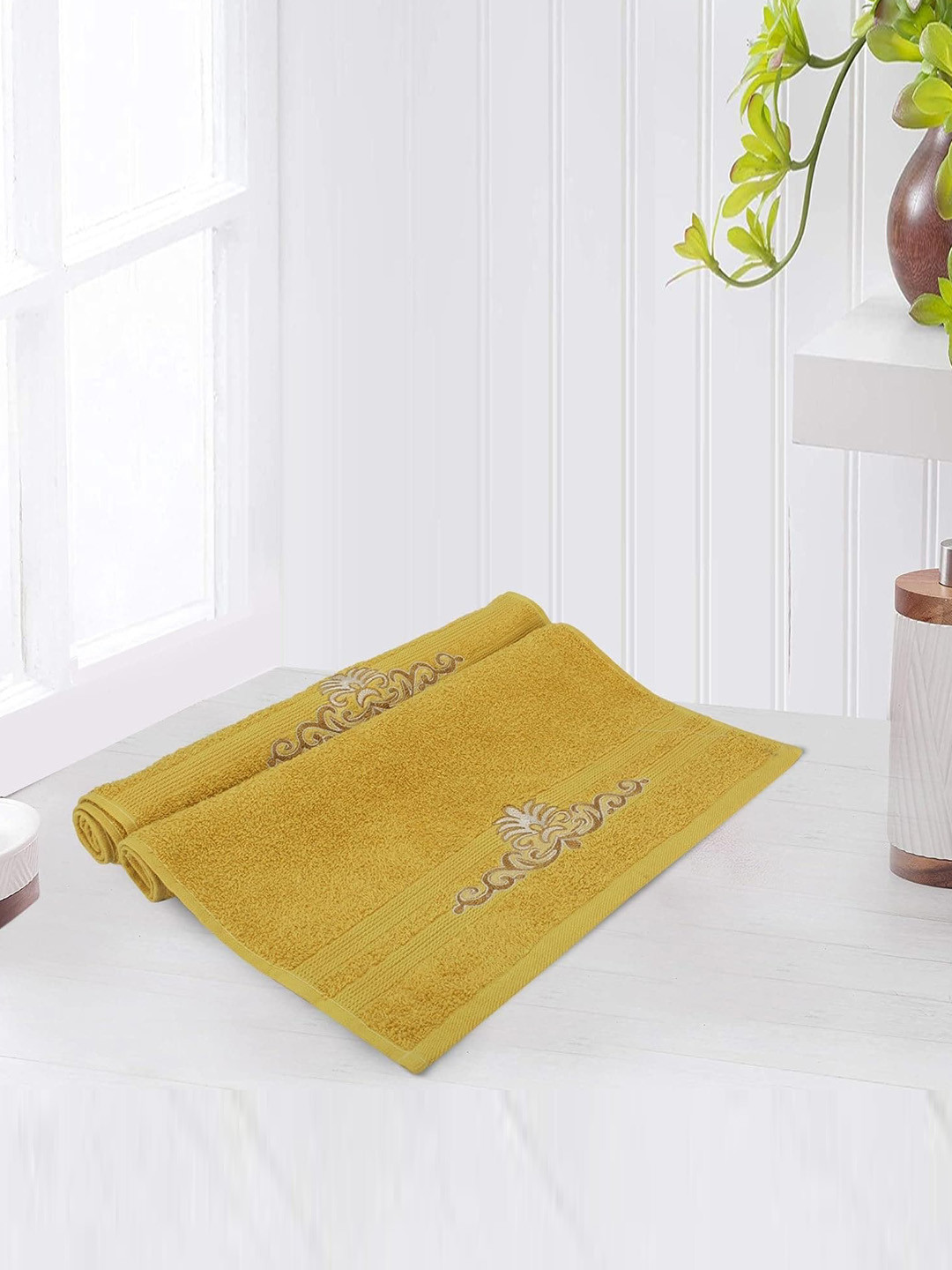 

LUSH & BEYOND Mustard Yellow 2Pcs Self-designed 500 GSM Cotton Hand Towels