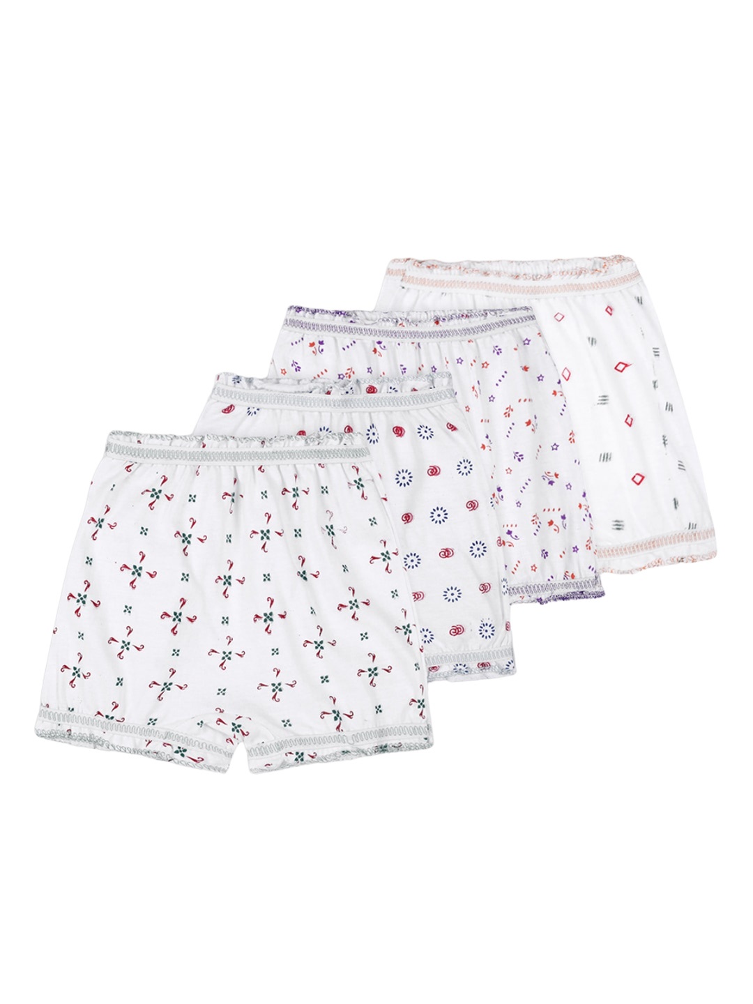 

BAESD Kids Pack of 4 Floral Printed Mid-Rise Pure Cotton Basic Briefs, White