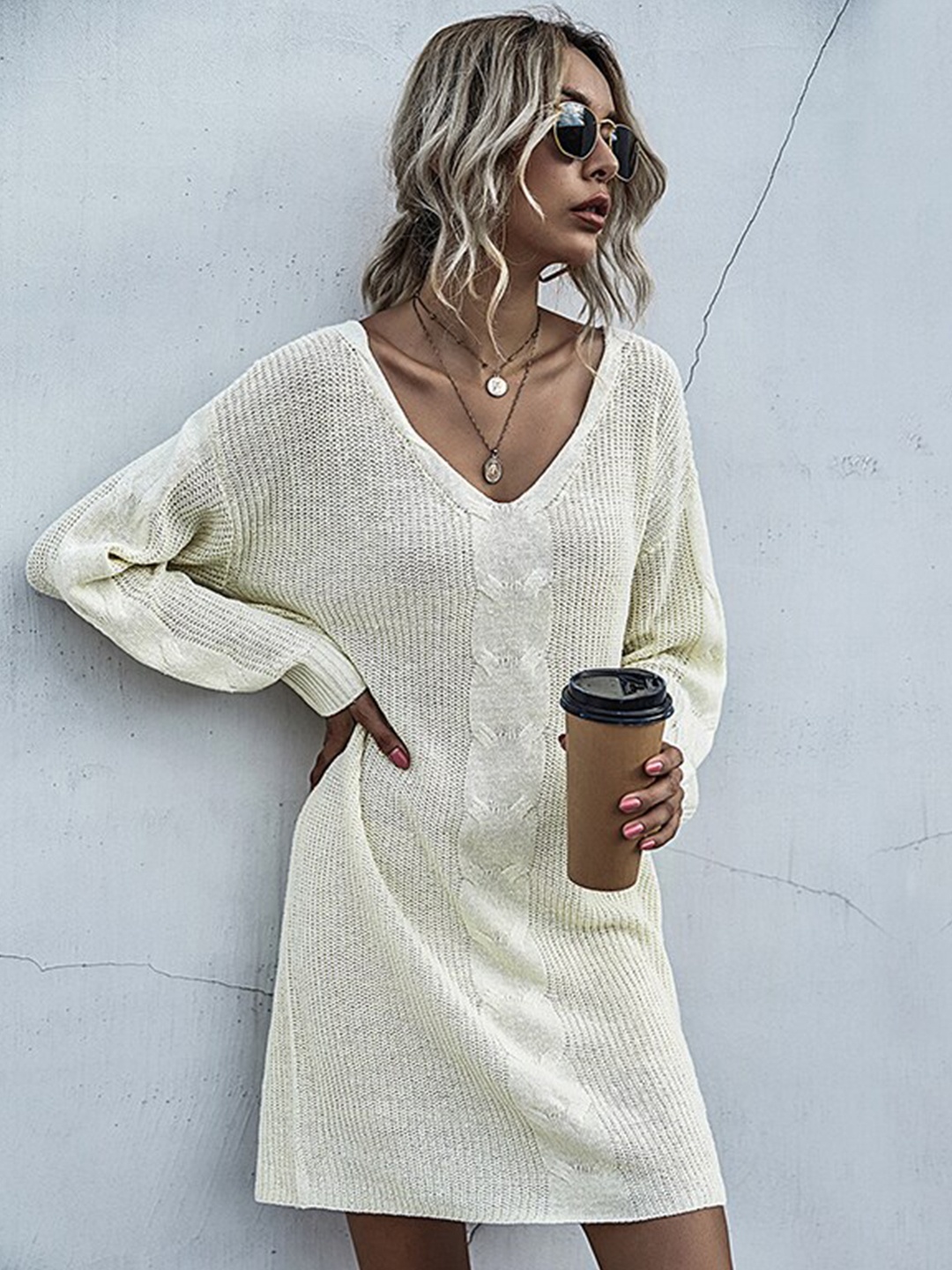 

StyleCast Beige Self Design A Line Dress
