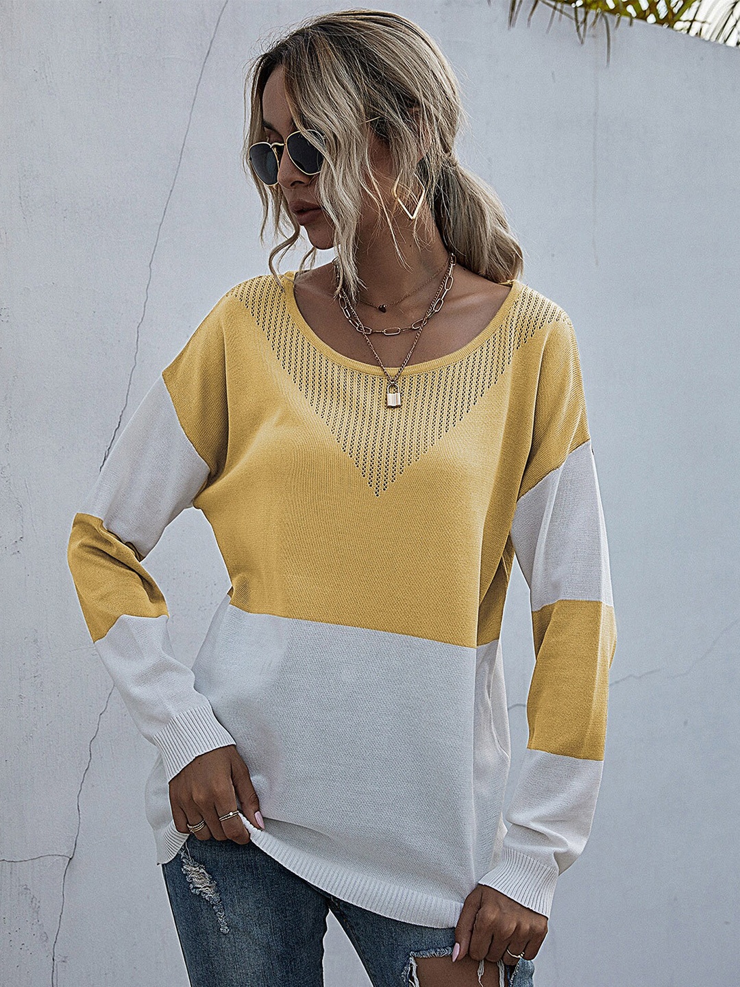 

StyleCast Yellow Colourblocked Long Sleeves Top