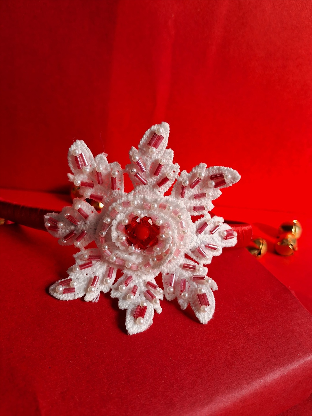 

Choko Santa's Xmas Snowflake Cotton Hairband, Red