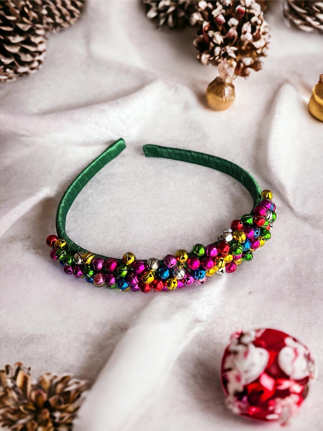 

Choko Girls Santa's Xmas Beaded Hairband, Green
