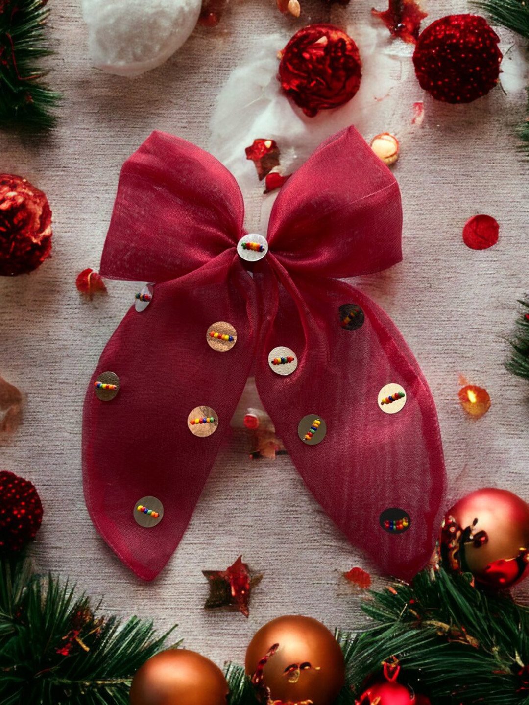 

Choko Santa's Xmas Organza Bow Hair Clip, Red