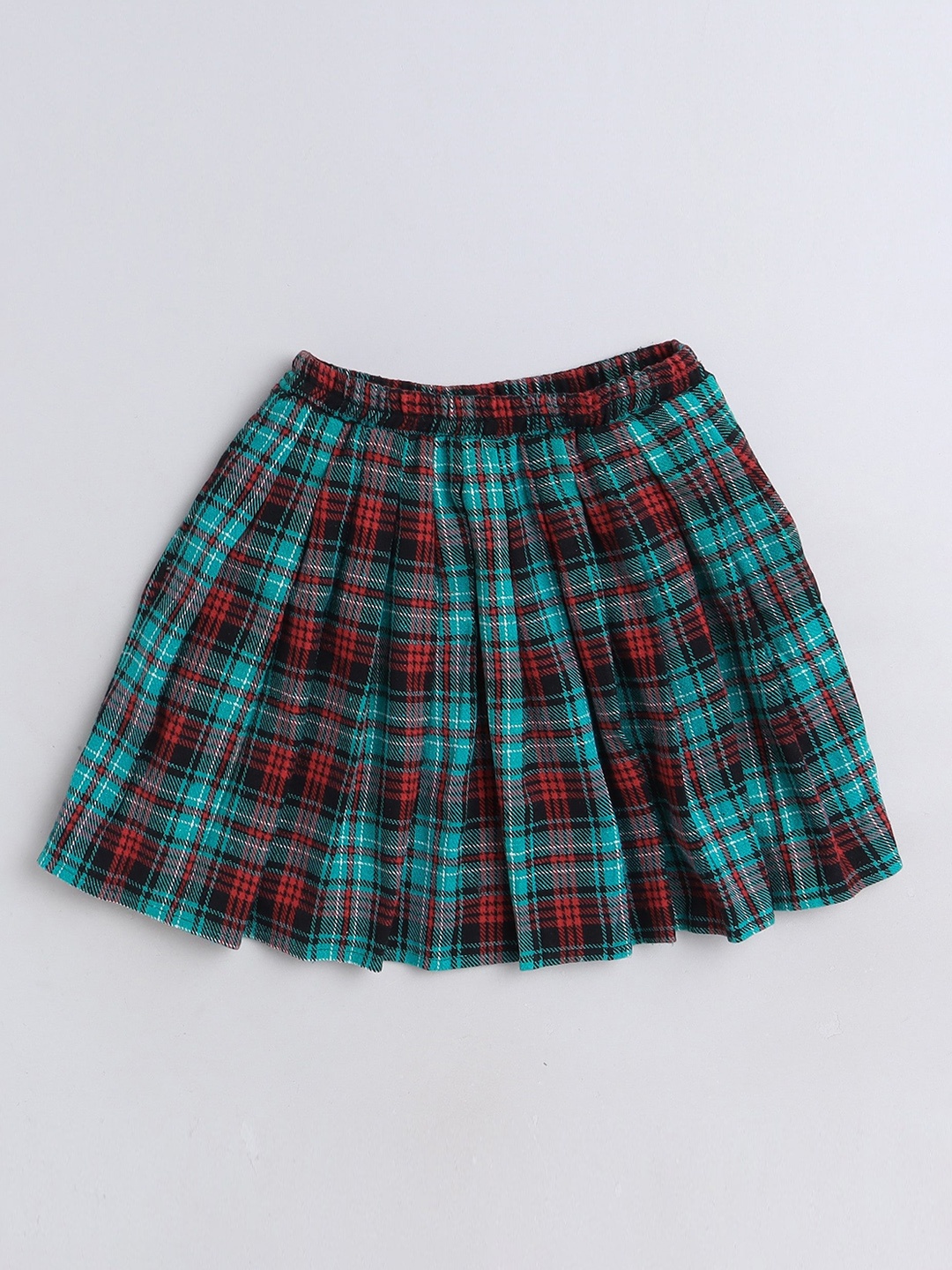 

AWW HUNNIE Girls Checked Above Knee Length Skirt, Green