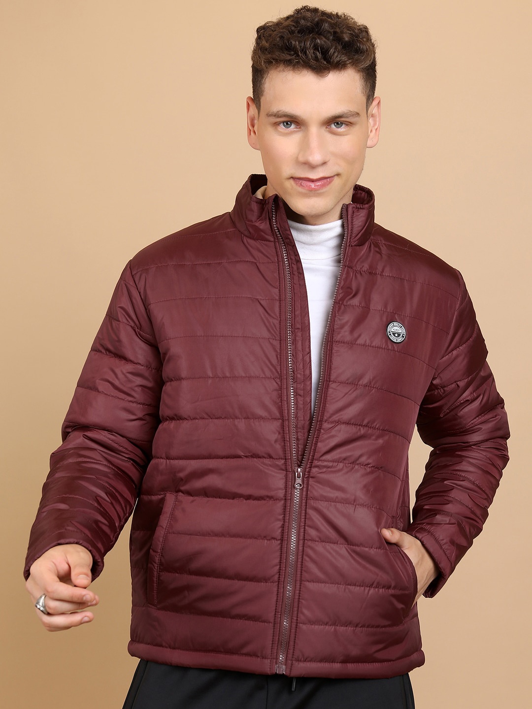 

HIGHLANDER High Neck Long Sleeves Puffer Jacket, Maroon