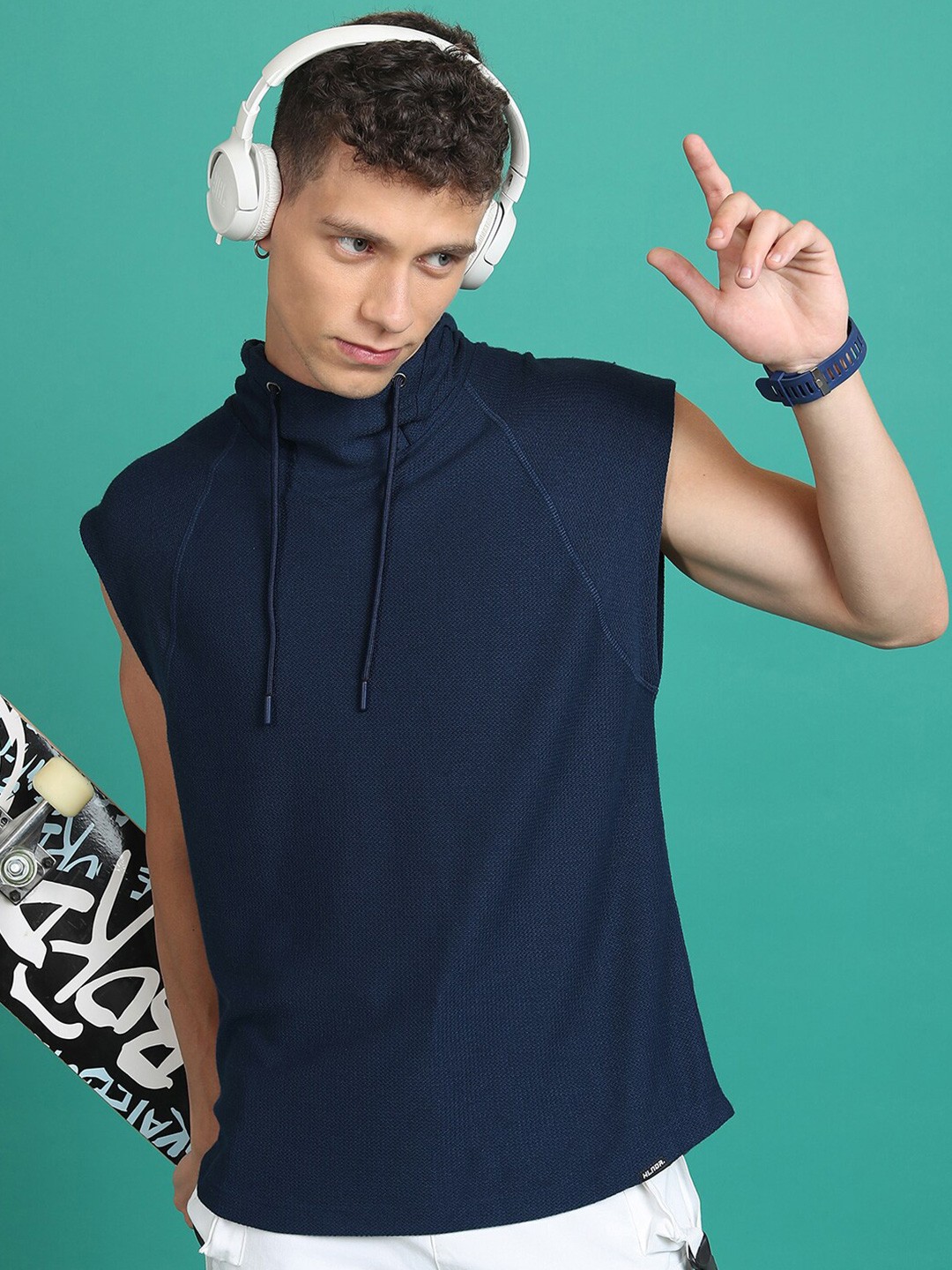 

HIGHLANDER Hooded Sleeveless Relaxed Fit T-shirt, Navy blue