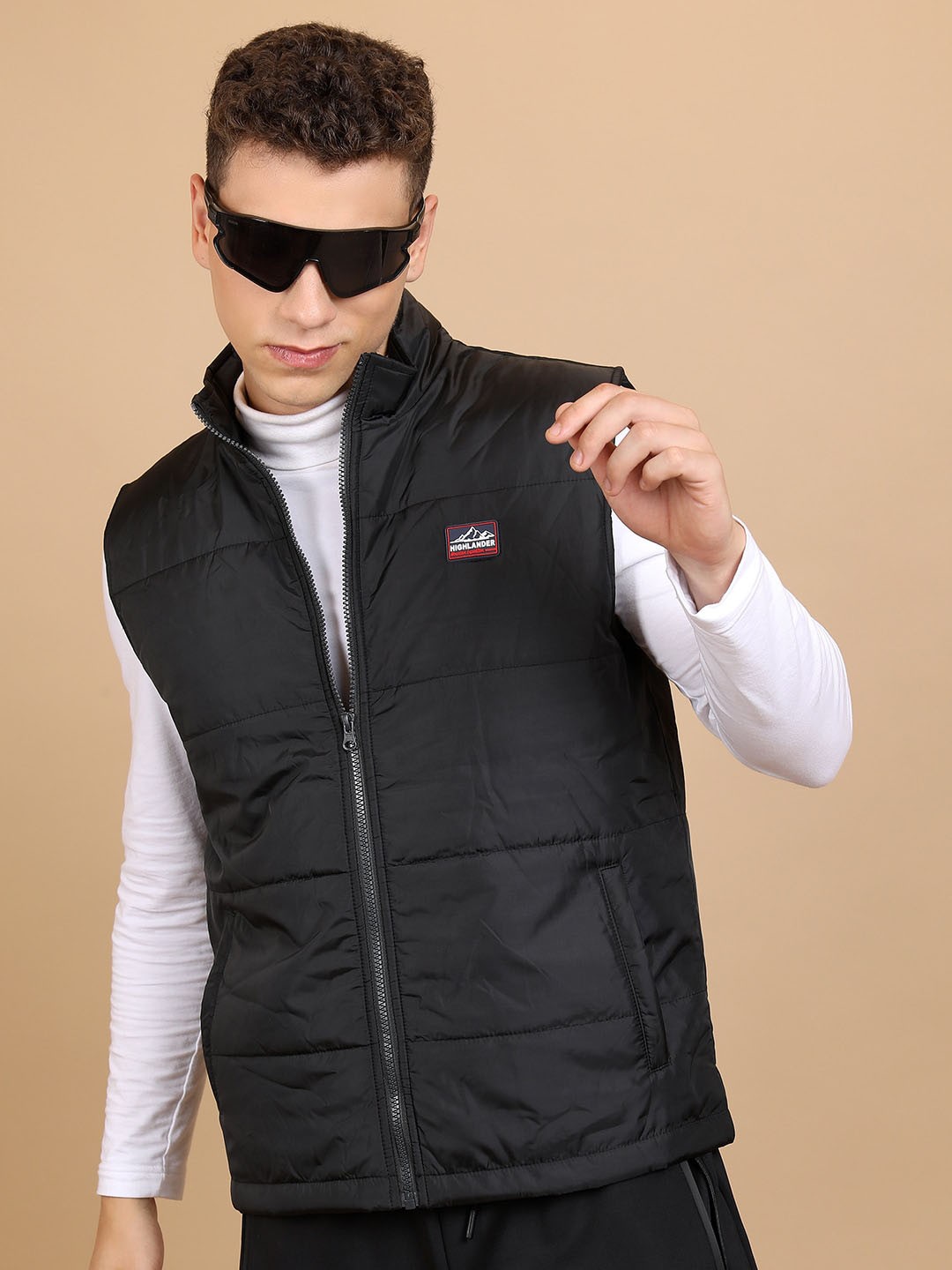 

HIGHLANDER Mock Collar Puffer Jacket, Black