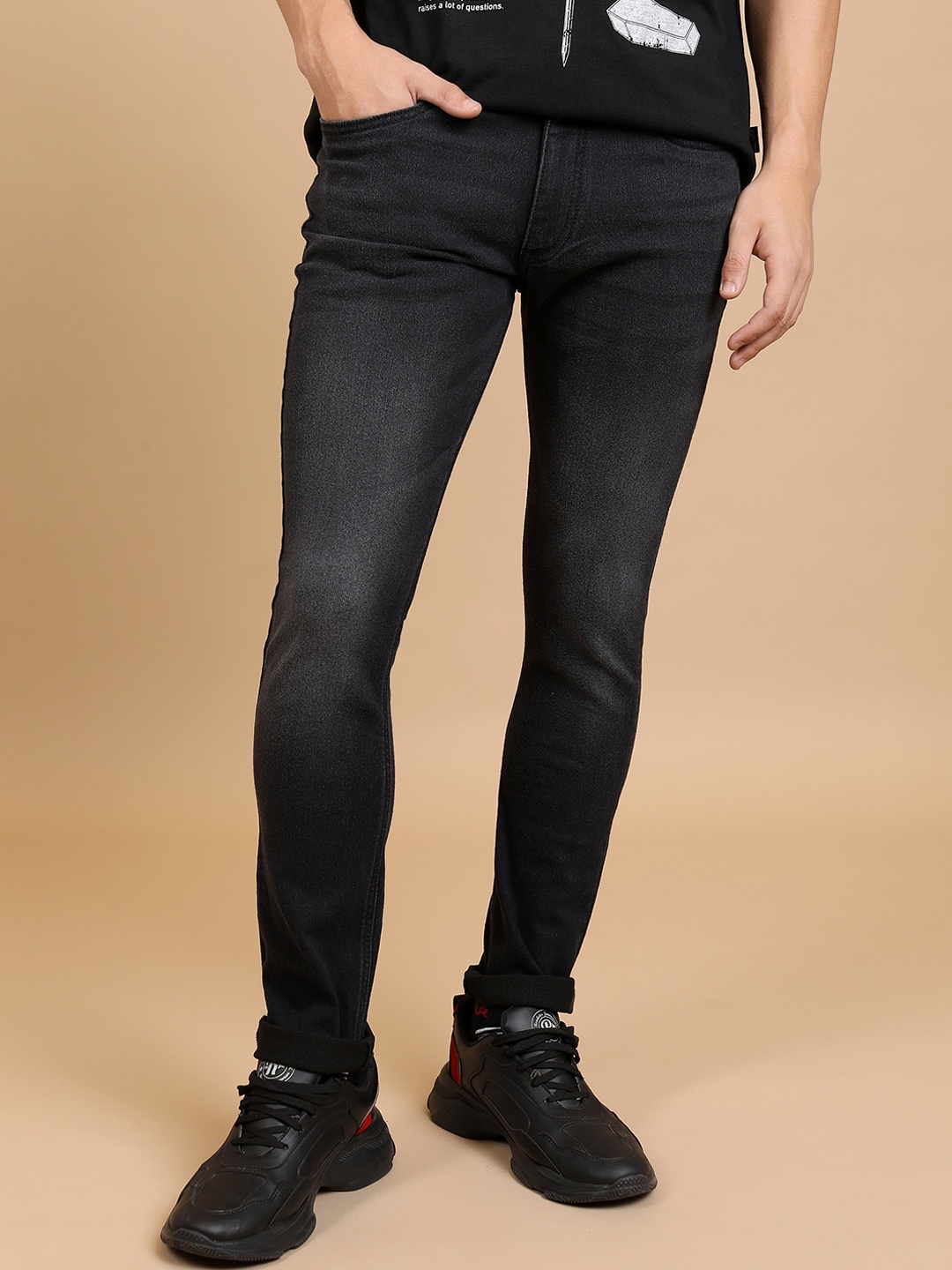 

HIGHLANDER Men Black Skinny Fit Light Fade Stretchable Jeans