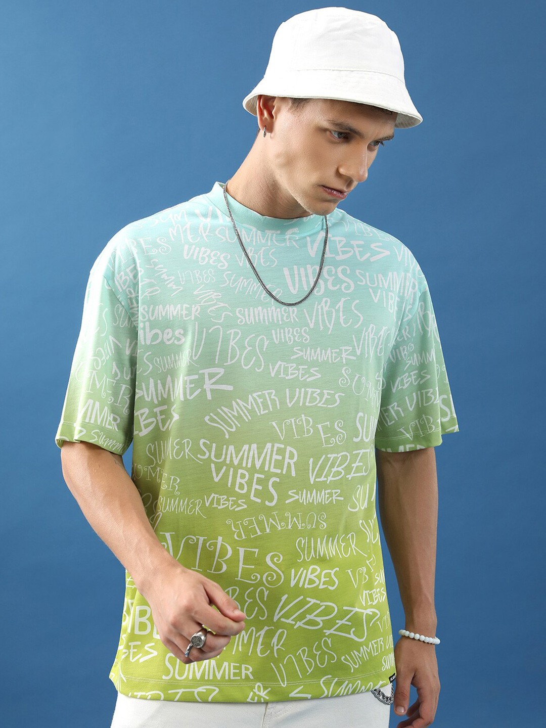 

HIGHLANDER Unisex Typography Printed Drop-Shoulder Sleeves Oversized T-shirt, Lime green