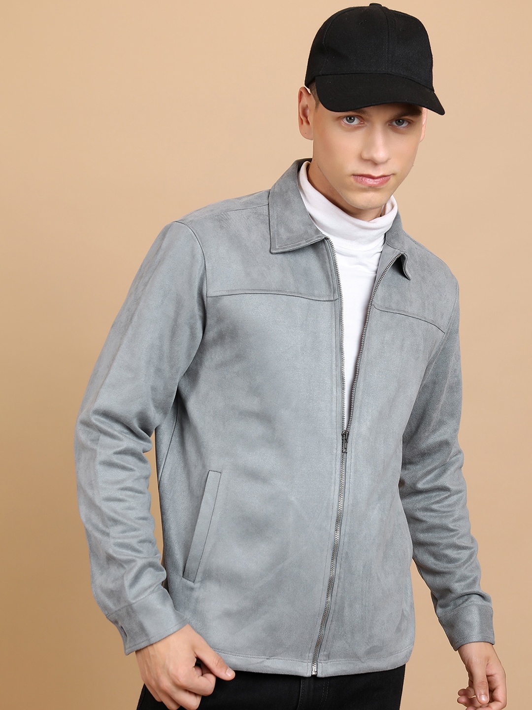 

HIGHLANDER Spread Collar Tailored Jacket, Grey