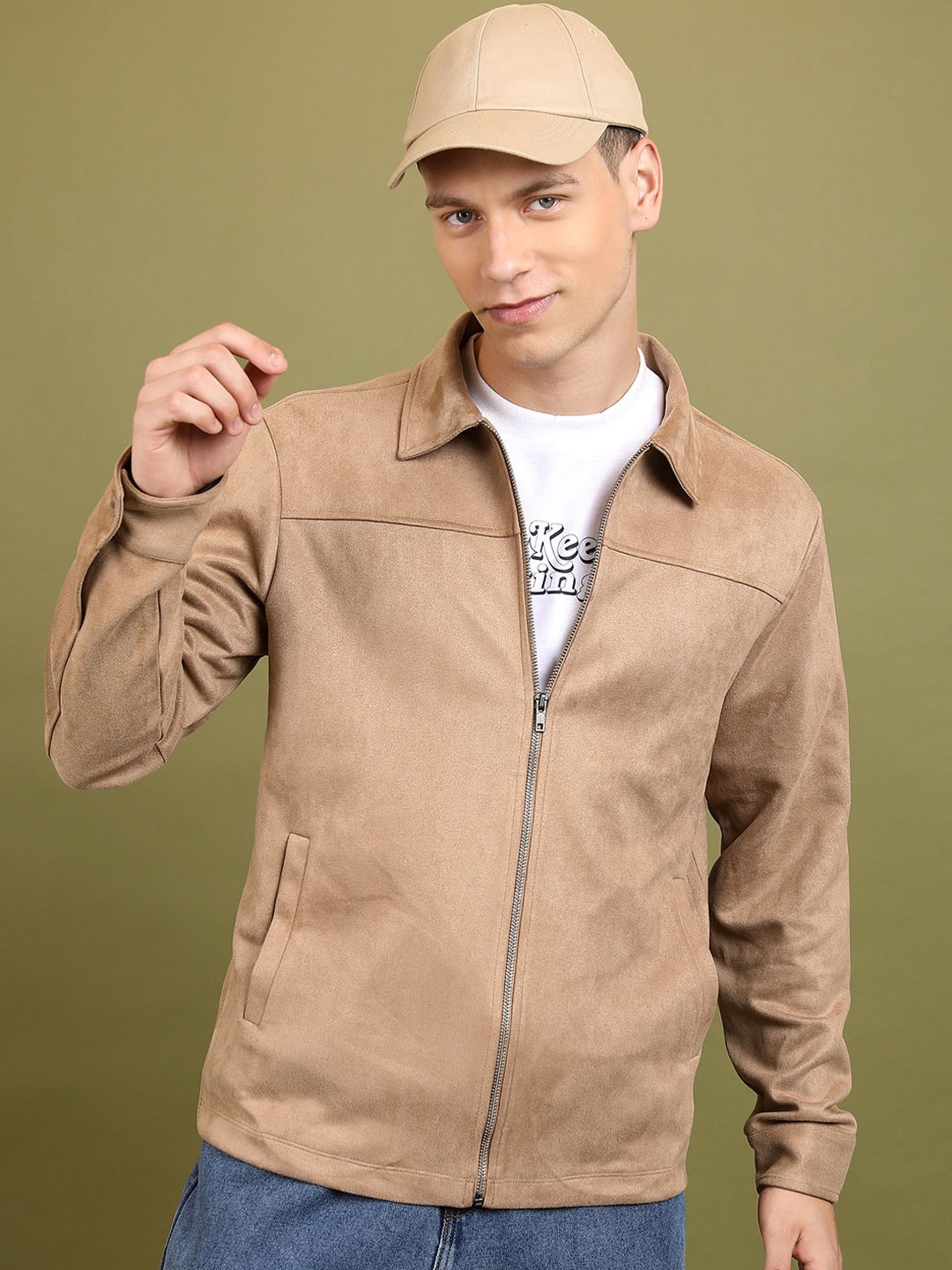 

HIGHLANDER Spread Collar Tailored Jacket, Beige