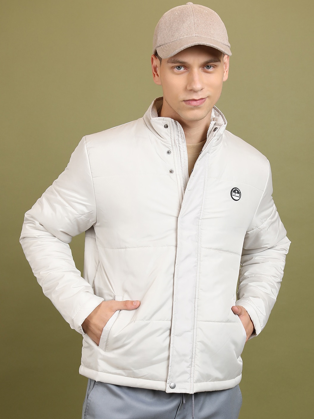 

HIGHLANDER Mock Collar Padded Jacket, Grey